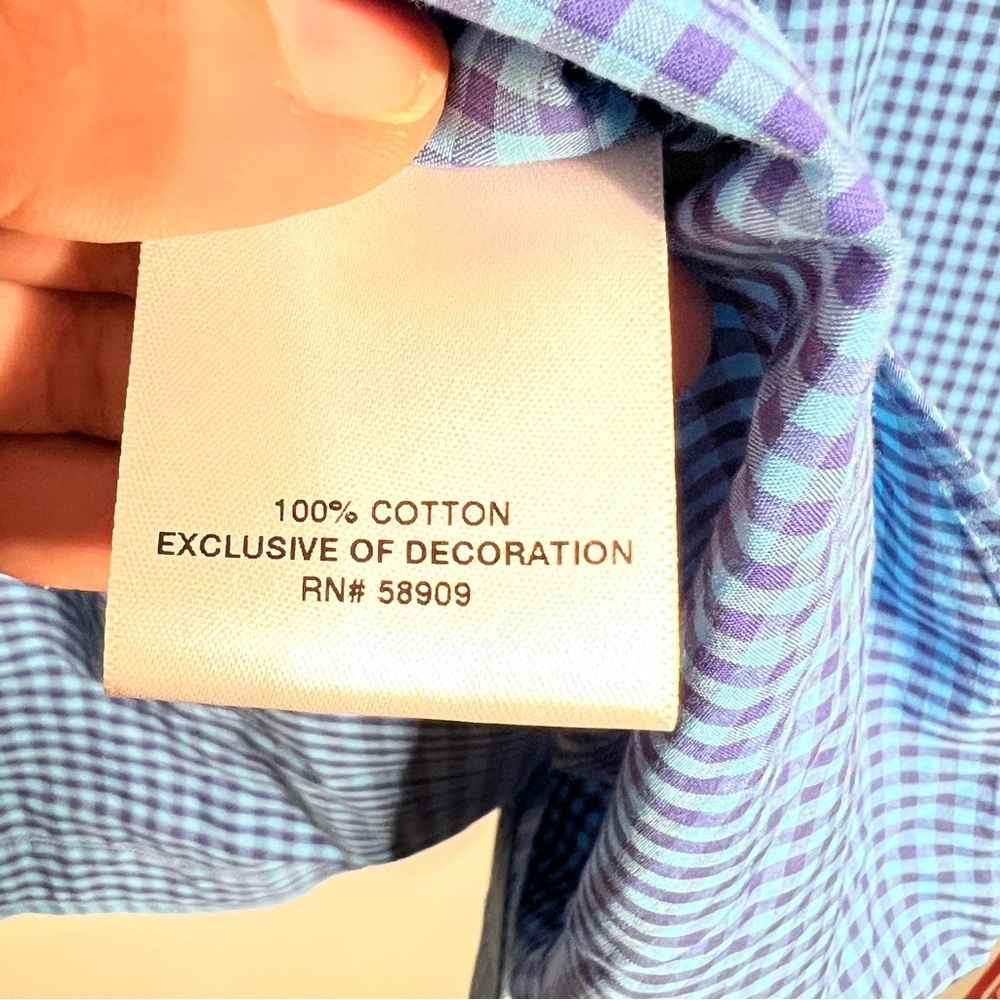 Daniel Cremieux Men’s Large Blue Navy Check Shirt 100% Cotton Button-Down Shirt - Picture 11 of 11